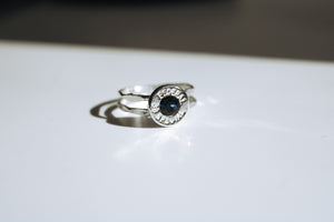 Silver Bullet Ring - Sterling Silver - Dark Blue Spinel