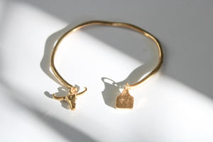 Country Charm Cuff Bracelet - 18k gold plated sterling silver