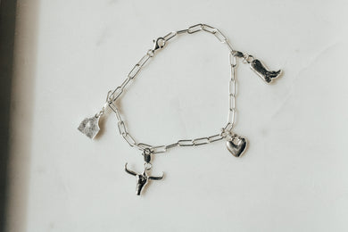 Cattle Country Charm Bracelet - Sterling Silver