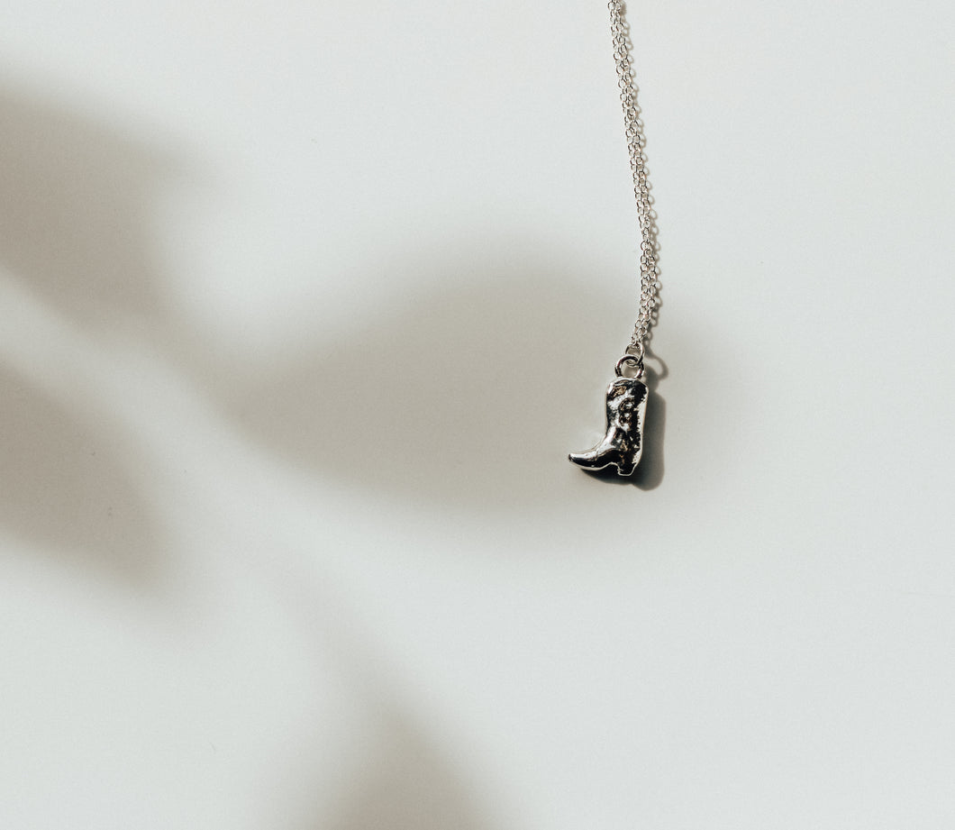 Mini Cowboy Boot Necklace - Sterling Silver