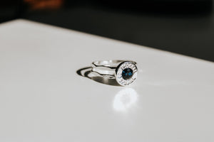 Silver Bullet Ring - Sterling Silver - Dark Blue Spinel