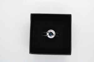 Silver Bullet Ring - Sterling Silver - Dark Blue Spinel