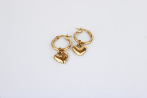 Heart Hoops - 18k Gold Plated Sterling Silver