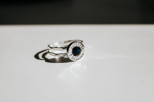 Silver Bullet Ring - Sterling Silver - Dark Blue Spinel