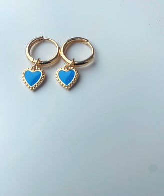 Golden Heart Hoops - Blue