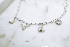 Cattle Country Charm Necklace - Sterling Silver - Longhorn