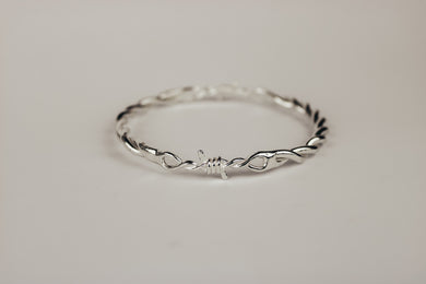 Barbed Wire Bangle - Sterling Silver - shipping in two weeks