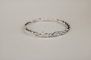 Barbed Wire Bangle - Sterling Silver - shipping in two weeks