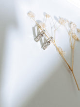 Load image into Gallery viewer, Square Crystal Hoop Earrings